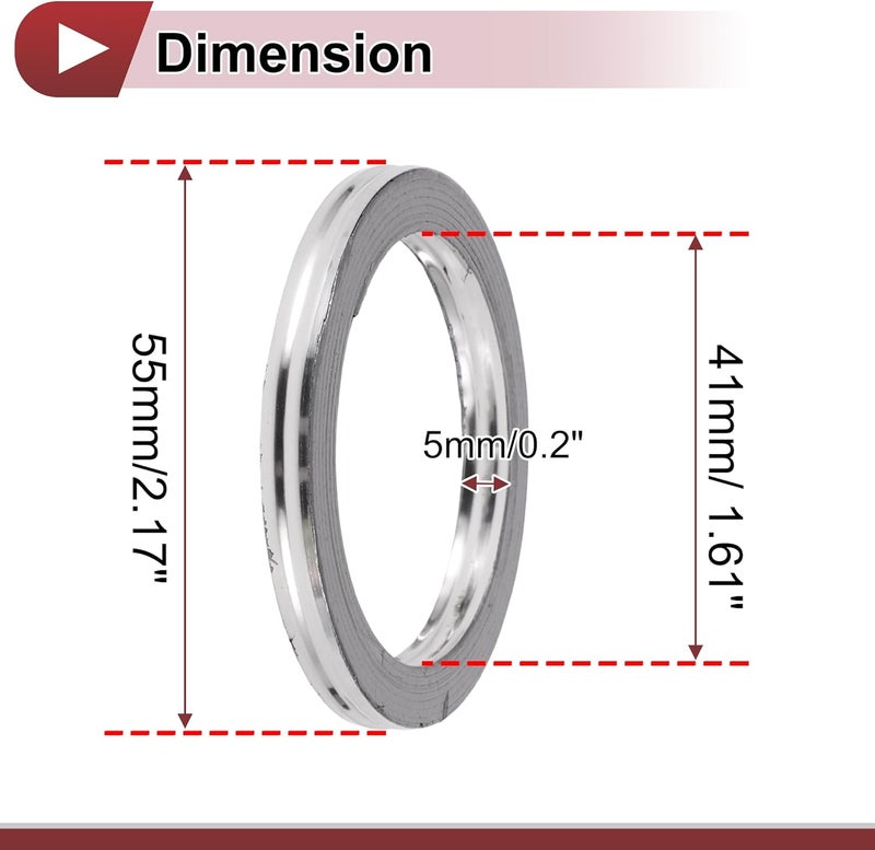 REPAIROCK ID 41mm Exhaust Manifold Gasket Prevent Leak Noise Exhaust Donut Gasket Muffler Ring Exhaust Flange Gasket for Car SUV Graphite Stainless Steel - Image 4